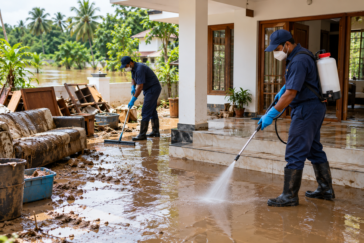 post-flood sanitization in Kerala